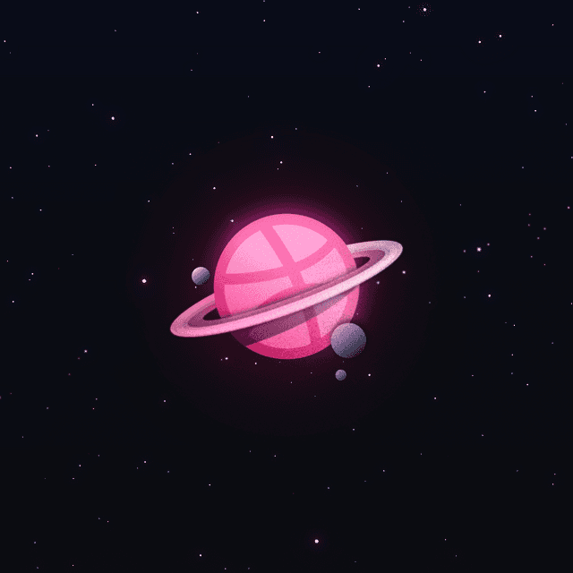 Dribbble logo in the style of Saturn in space