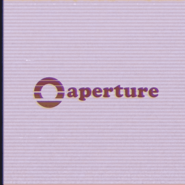 1970s Aperture Science logo from the video game Portal 2 in the style of an old VHS video